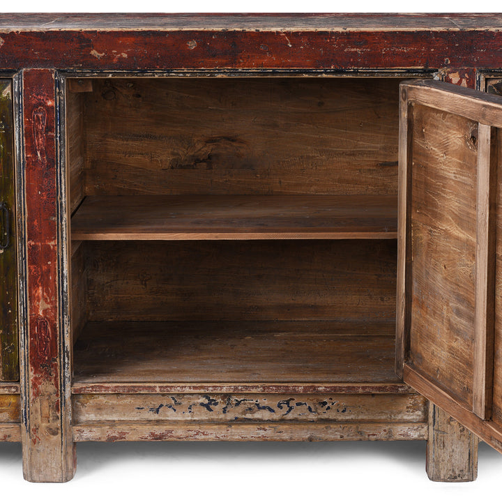 Interior Detail From  Antique Chinese 3 Door Painted Sideboard | Indigo Antiques