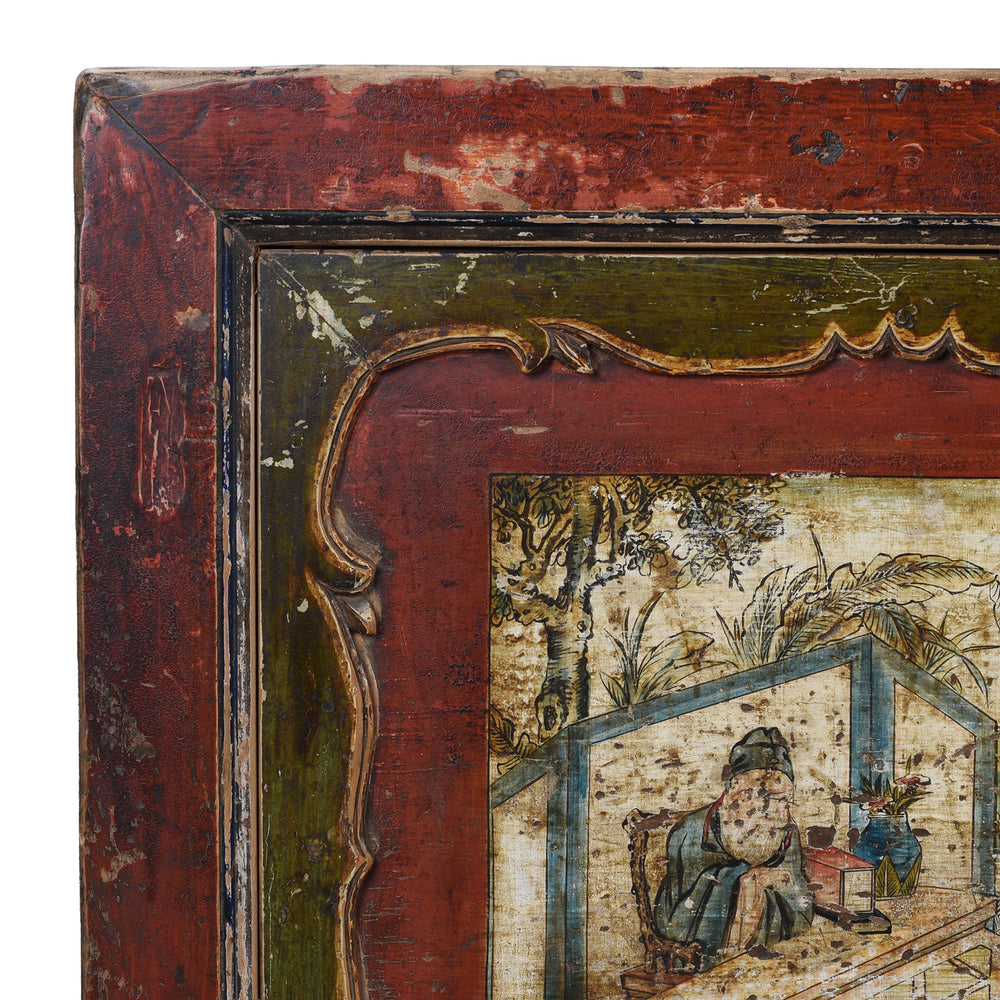 Corner Detail From Antique Chinese 3 Door Painted Sideboard | Indigo Antiques