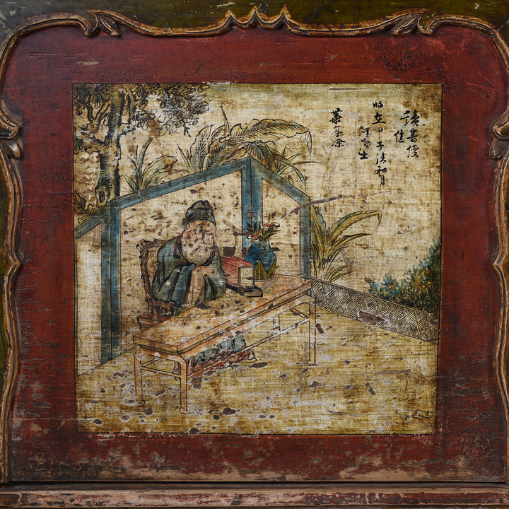 Door Detail From Antique Chinese 3 Door Painted Sideboard | Indigo Antiques