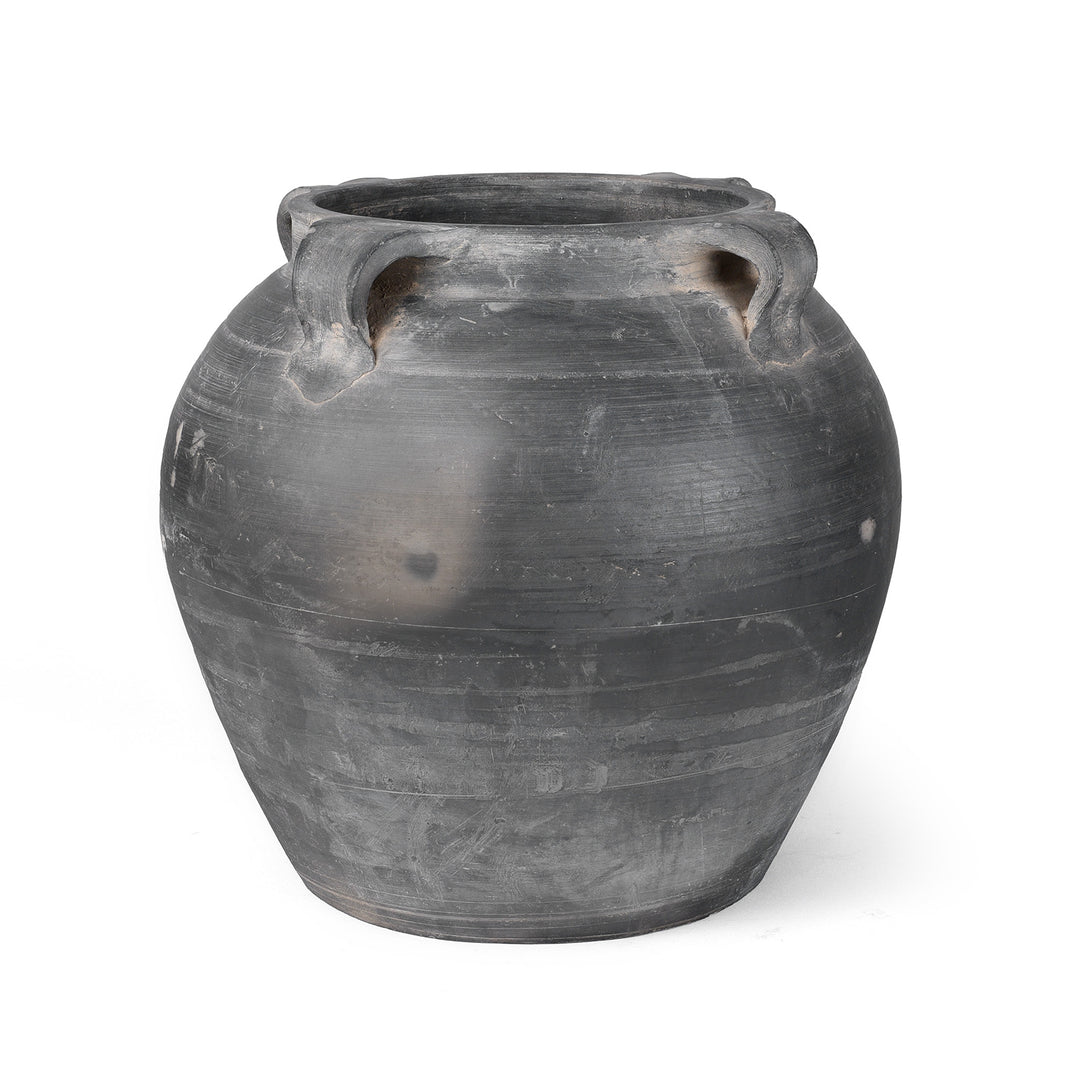 19th Century Chinese Shanxi Earthenware Storage Jar With Earthy Tones And Wabi Sabi Surface