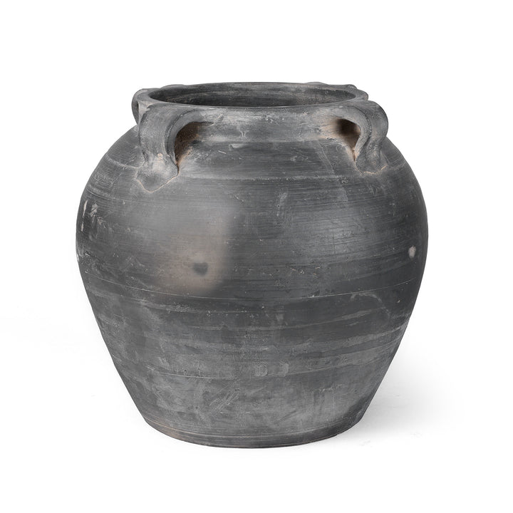 19th Century Chinese Shanxi Earthenware Storage Jar With Earthy Tones And Wabi Sabi Surface