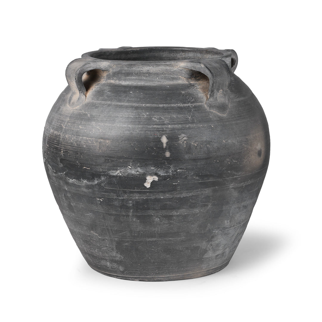 19th Century Chinese Shanxi Earthenware Storage Jar With Earthy Tones And Wabi Sabi Surface