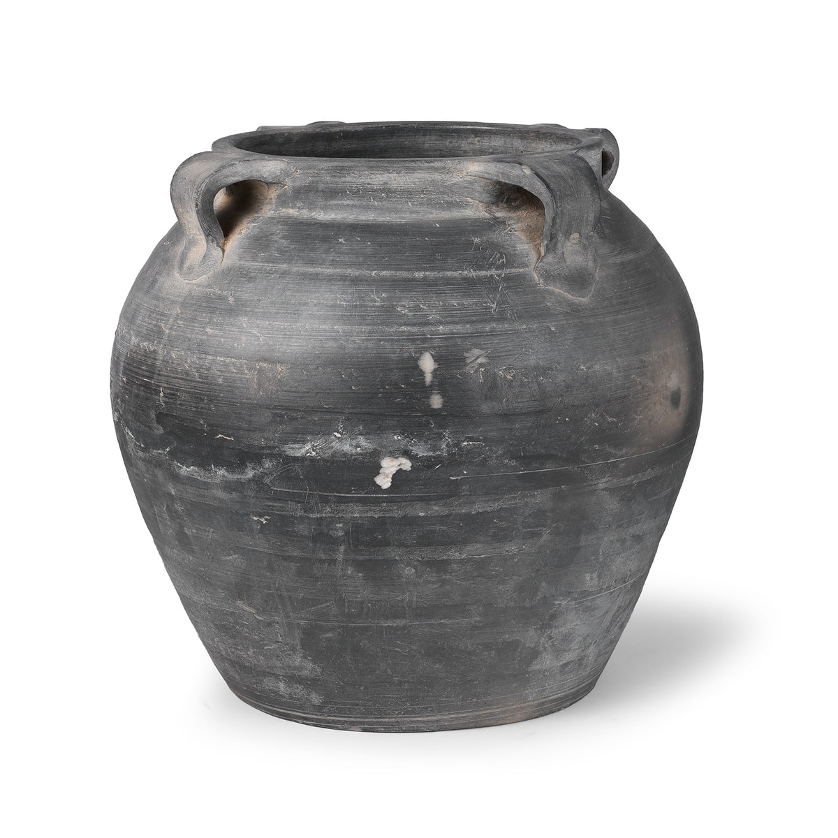 19th Century Chinese Shanxi Earthenware Storage Jar With Earthy Tones And Wabi Sabi Surface
