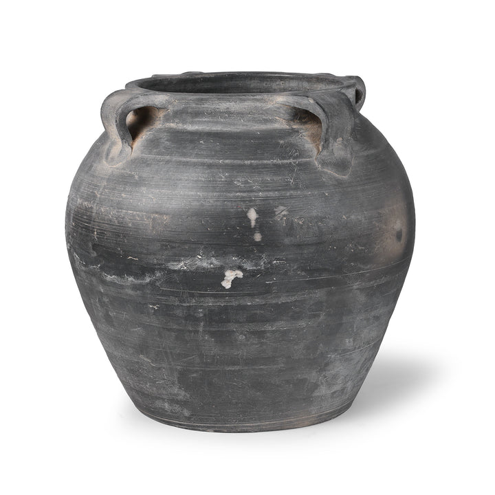19th Century Chinese Shanxi Earthenware Storage Jar With Earthy Tones And Wabi Sabi Surface