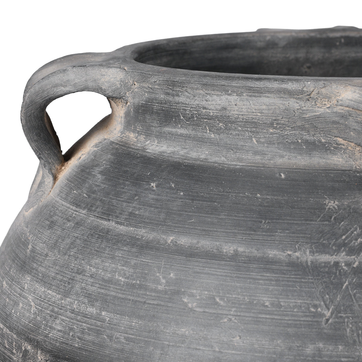 Rim Detail From 19th Century Chinese Shanxi Earthenware Storage Jar With Earthy Tones And Wabi Sabi Surface
