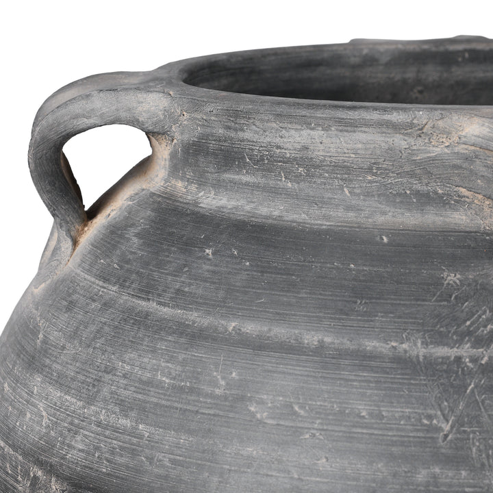 Rim Detail From 19th Century Chinese Shanxi Earthenware Storage Jar With Earthy Tones And Wabi Sabi Surface