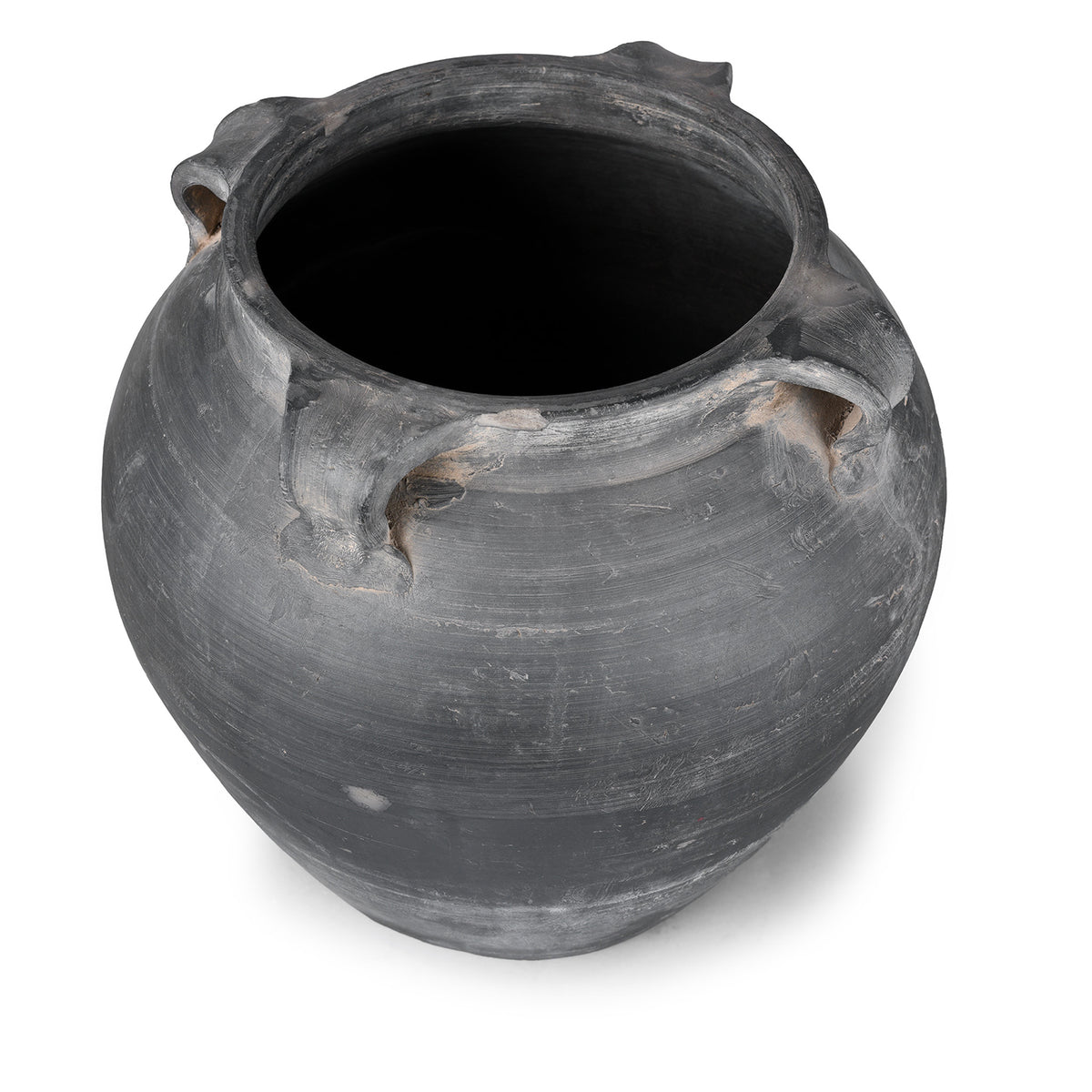Interior Of 19th Century Chinese Shanxi Earthenware Storage Jar With Earthy Tones And Wabi Sabi Surface