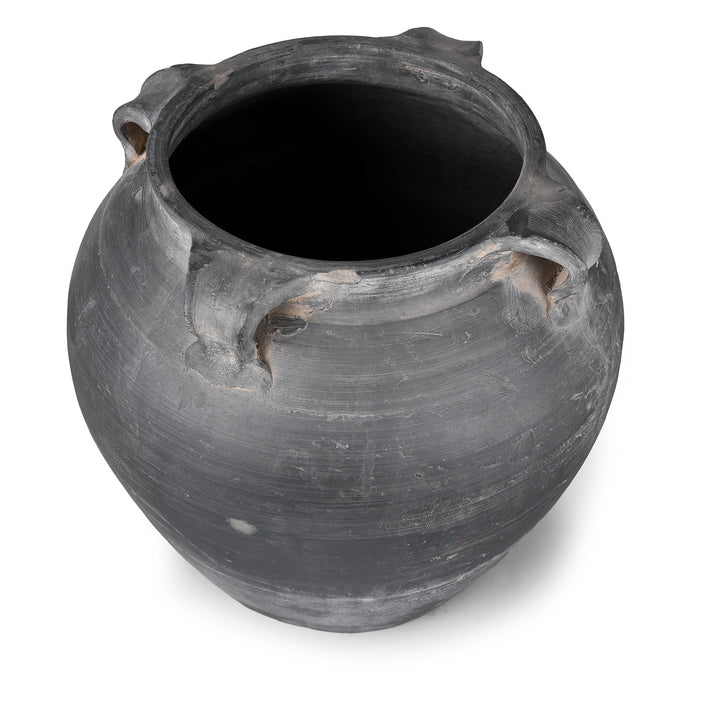 Interior Of 19th Century Chinese Shanxi Earthenware Storage Jar With Earthy Tones And Wabi Sabi Surface