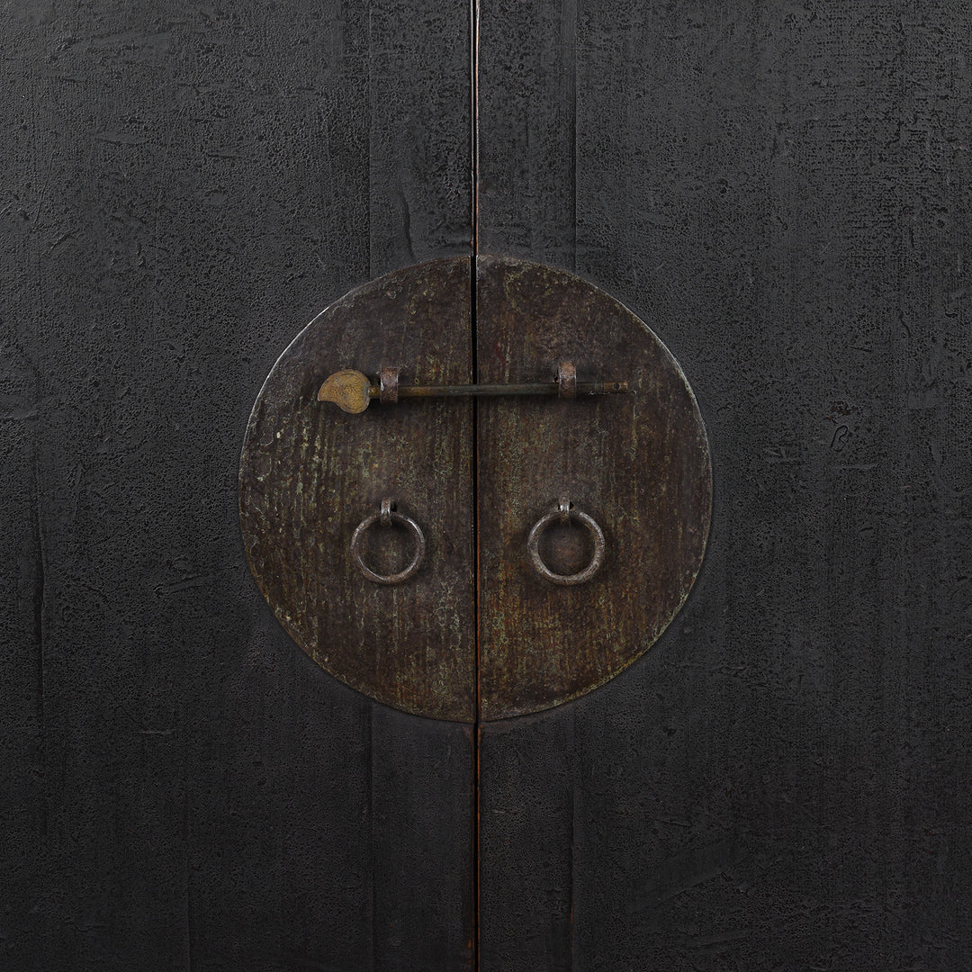 Locking Plate Detail From Antique Black Lacquer Cabinet From Shanxi | Indigo Antiques