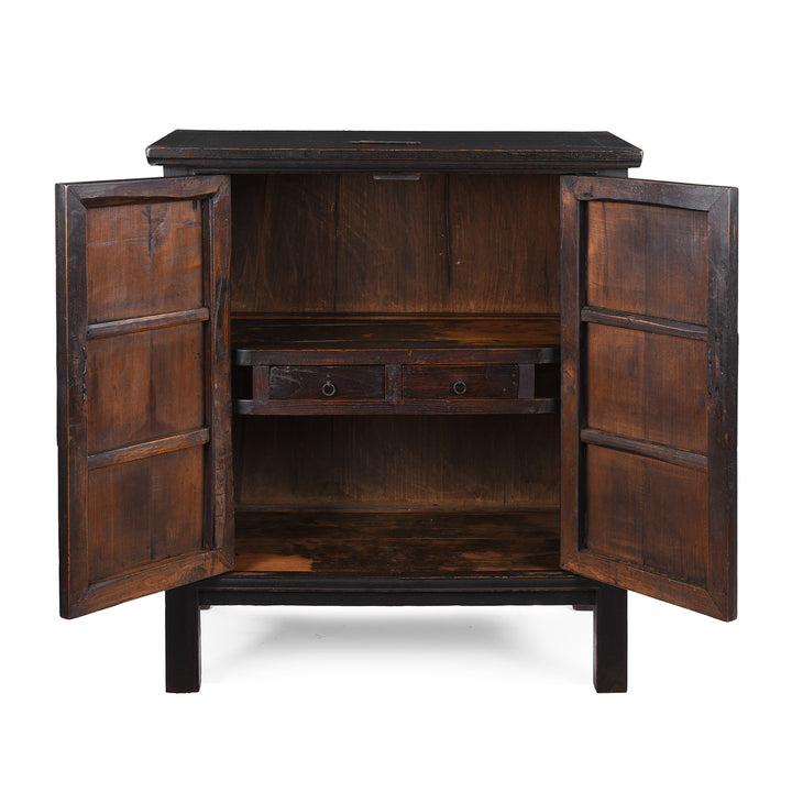 Interior View Of Antique Black Lacquer Cabinet From Shanxi | Indigo Antiques