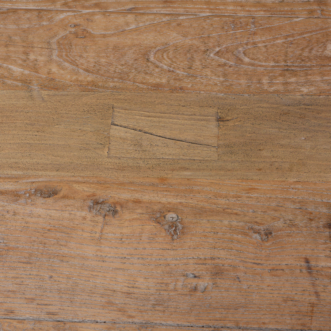 Surface Detail From 19th Century Mongolian Painted Sideboard With Original Faded Scholarly And Household Scenes And Modified Front Opening Doors