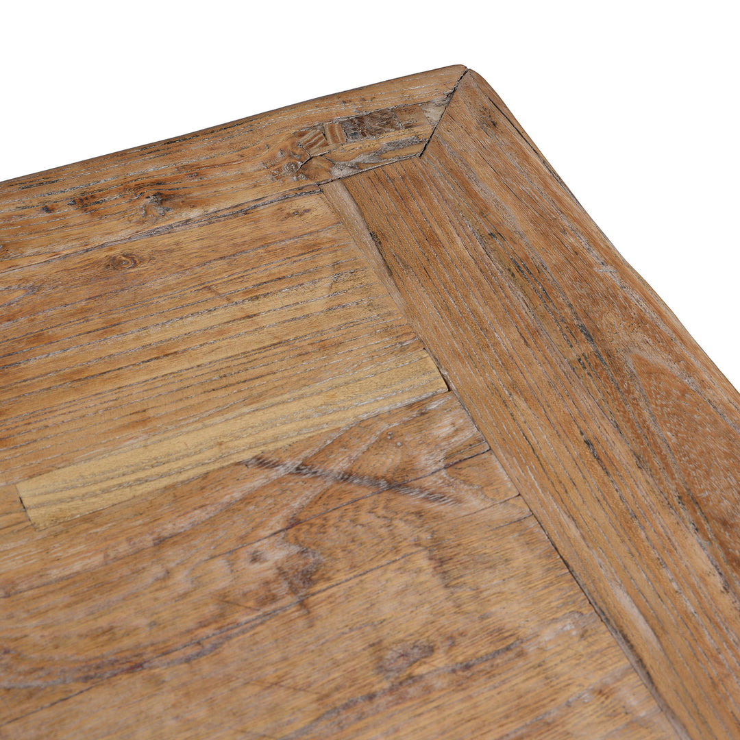 Surface Detail From 19th Century Mongolian Painted Sideboard With Original Faded Scholarly And Household Scenes And Modified Front Opening Doors