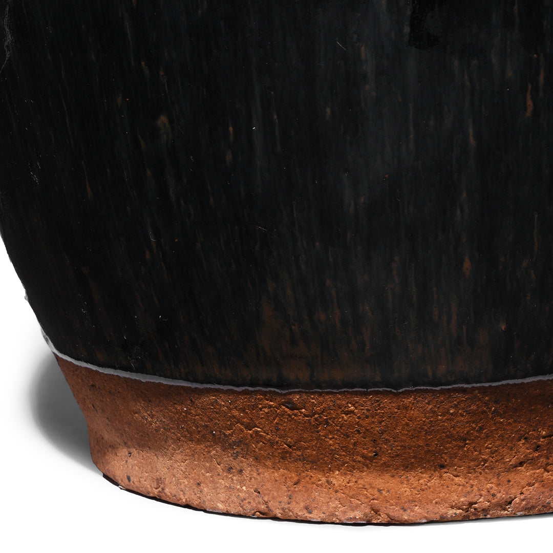 Base Detail From Black Glazed Stoneware Ginger Jar | Indigo Antiques