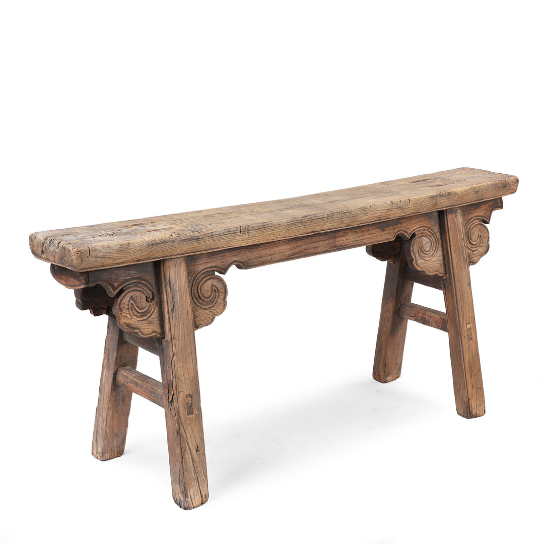Angled View Of Antique Chinese Spring Bench From Shanxi | Indigo Antiques