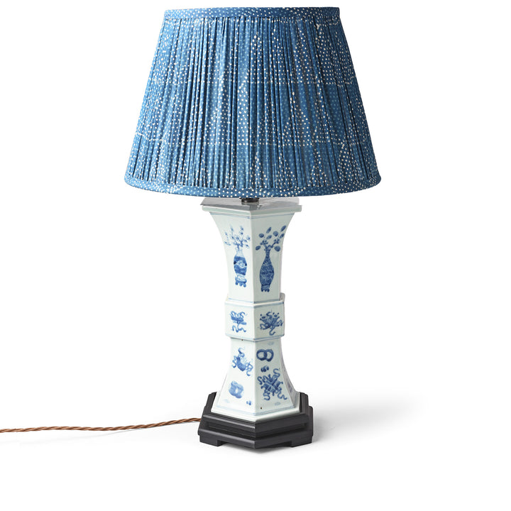 Blue & White Hexagonal Hourglass Lamp With Base | Indigo Antiques