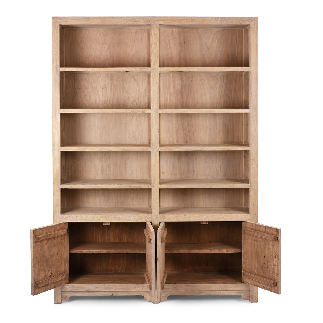 P[em Doors VIew Of Bookshelf Made From Reclaimed Pine | Indigo Antiques