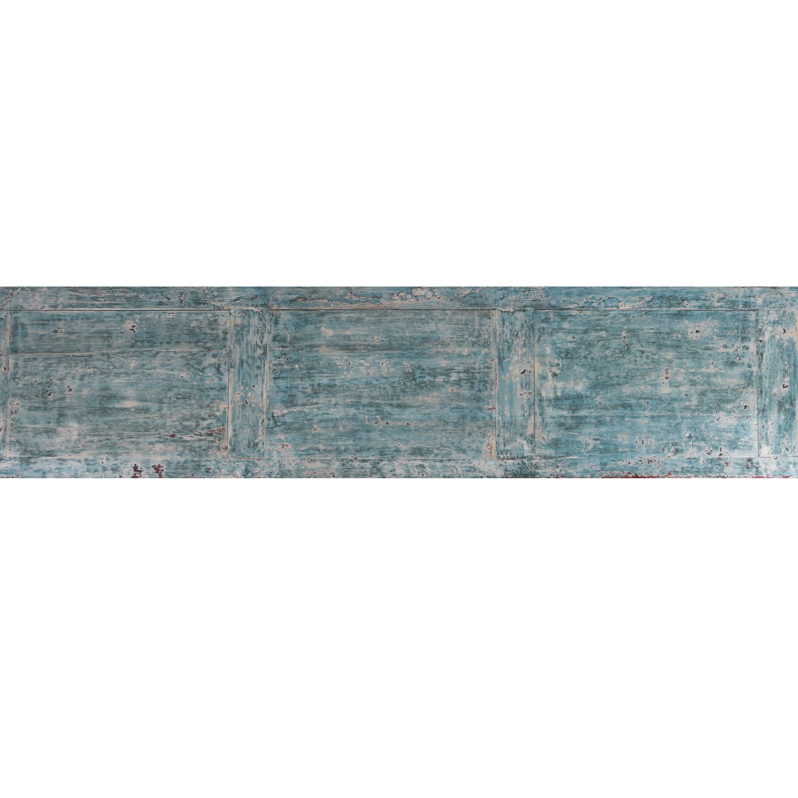 Top Down View Of Blue Painted Mongolian Sideboard Made From Reclaimed Elm Poplar And Pine With Distressed Finish And Cupboard Storage