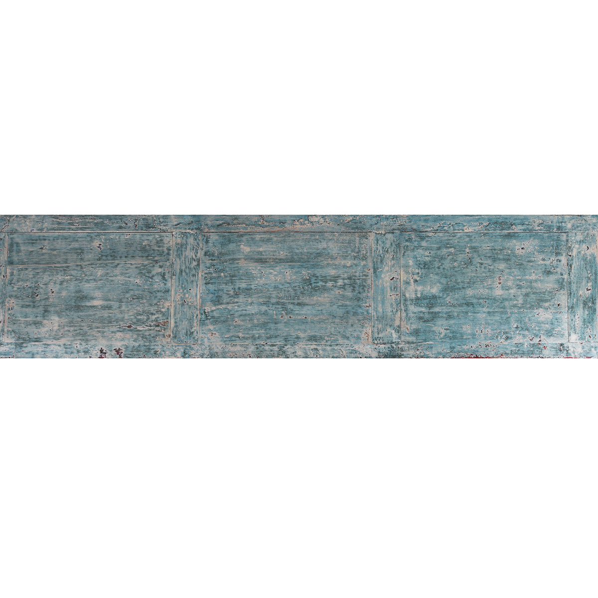 Top Down View Of Blue Painted Mongolian Sideboard Made From Reclaimed Elm Poplar And Pine With Distressed Finish And Cupboard Storage