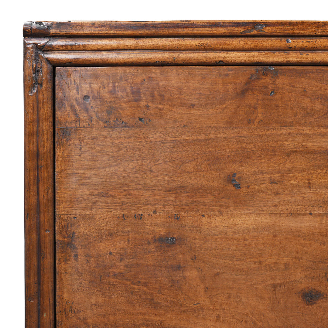 Corner Detail From 19th Century Chinese Three Door Wooden Sideboard With Panelled Doors And Internal Shelving | Indigo Antiques