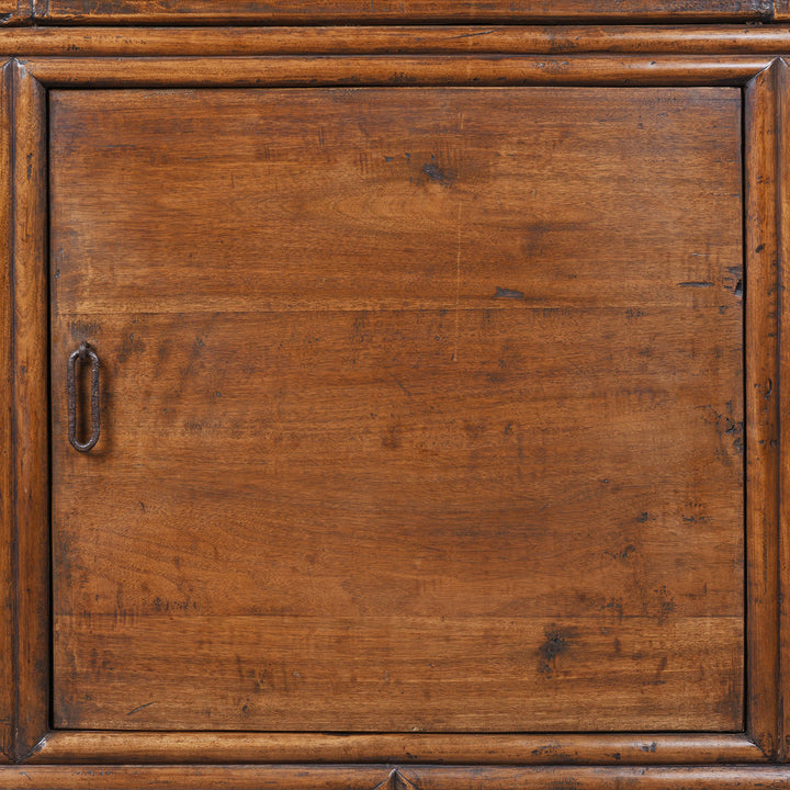 Door Detail From 19th Century Chinese Three Door Wooden Sideboard With Panelled Doors And Internal Shelving | Indigo Antiques