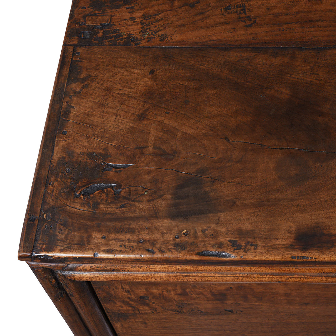 Top Corner Detail From 19th Century Chinese Three Door Wooden Sideboard With Panelled Doors And Internal Shelving | Indigo Antiques