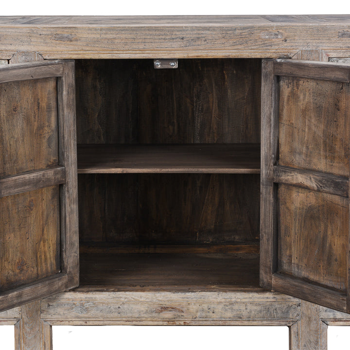 Interior Detail From Mongolian Sideboard Made From Reclaimed Elm Poplar And Cypress With Traditional Construction And Removable Shelving