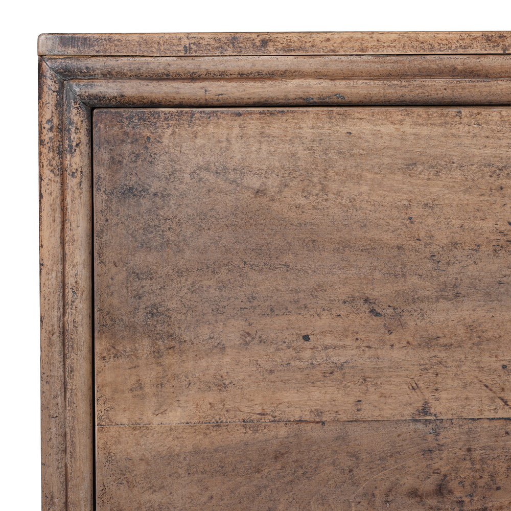 Corner Detail From 19th Century Walnut Sideboard From Shaanxi Province China With Three Doors And Carved Lower Apron