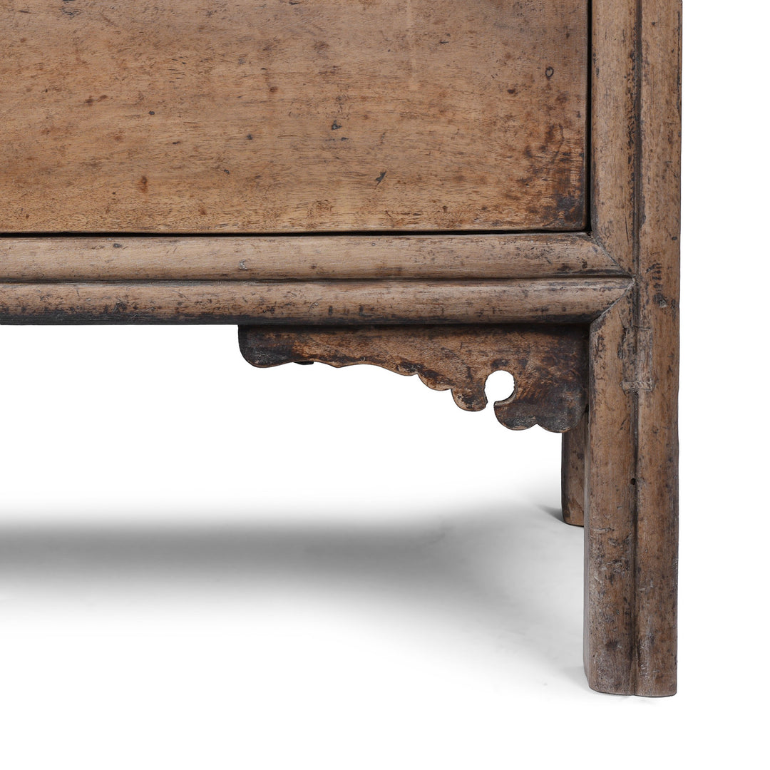 Leg Detail From 19th Century Walnut Sideboard From Shaanxi Province China With Three Doors And Carved Lower Apron