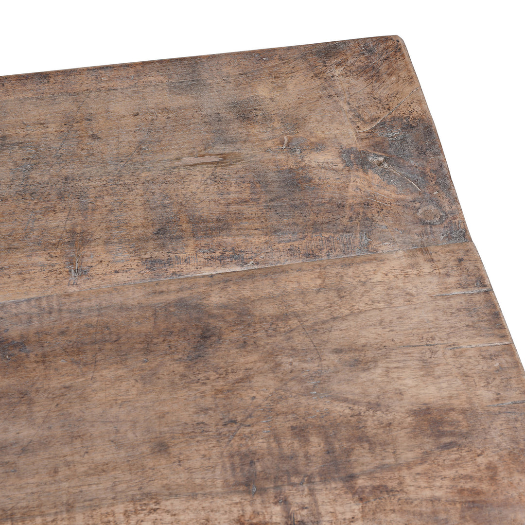 Top Surface Detail From 19th Century Walnut Sideboard From Shaanxi Province China With Three Doors And Carved Lower Apron