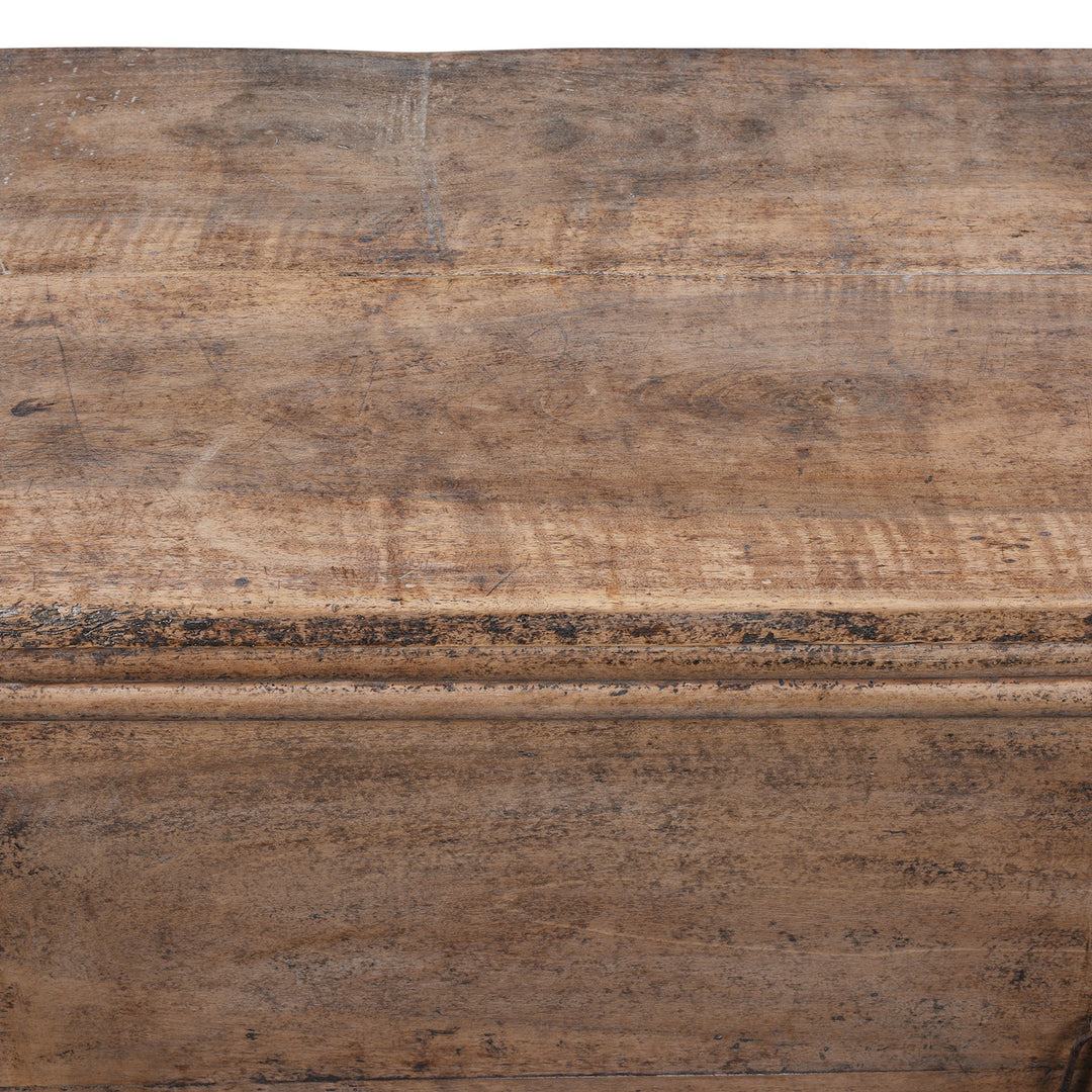 Surface Detail From 19th Century Walnut Sideboard From Shaanxi Province China With Three Doors And Carved Lower Apron