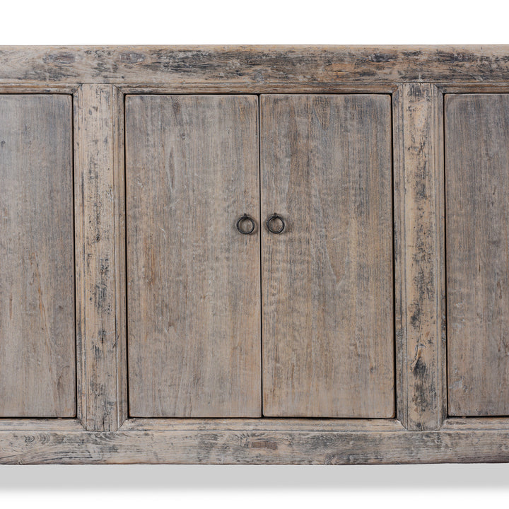Door Detail From Chinese Bleached Rustic 6 Door Sideboard  | Indigo Antiques