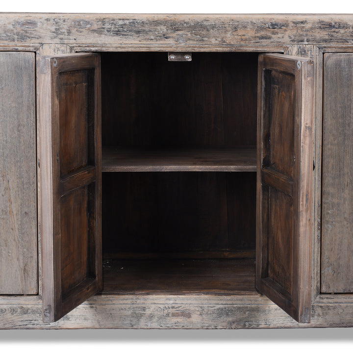 Interior Detail From Chinese Bleached Rustic 6 Door Sideboard  | Indigo Antiques