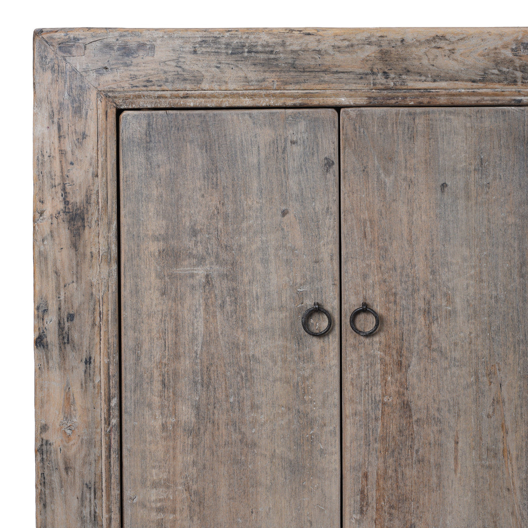 Corner Detail From Chinese Bleached Rustic 6 Door Sideboard  | Indigo Antiques