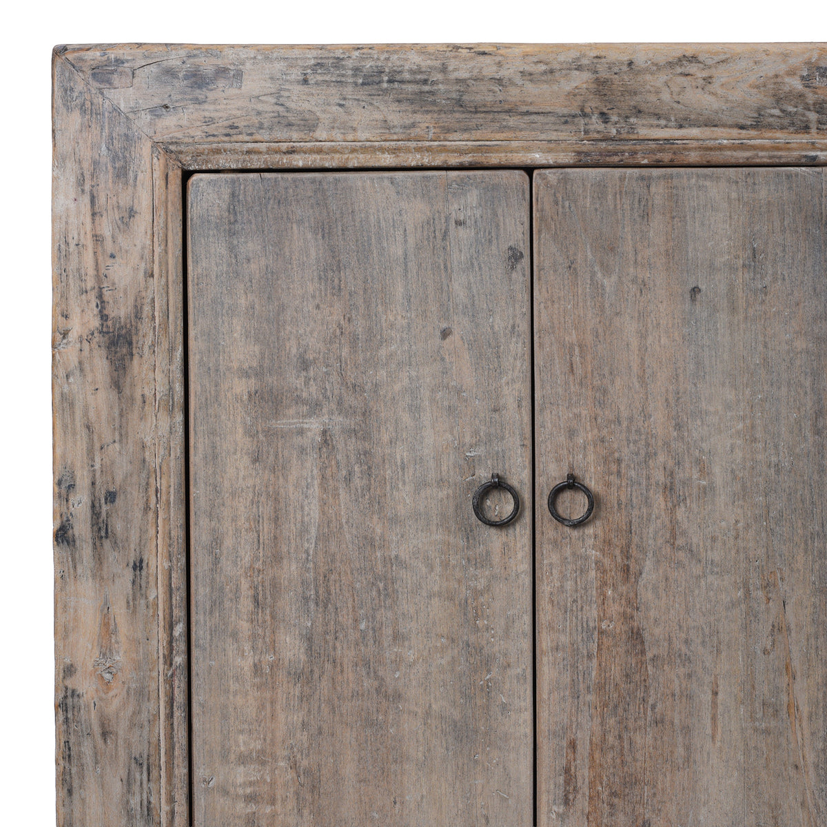 Corner Detail From Chinese Bleached Rustic 6 Door Sideboard  | Indigo Antiques