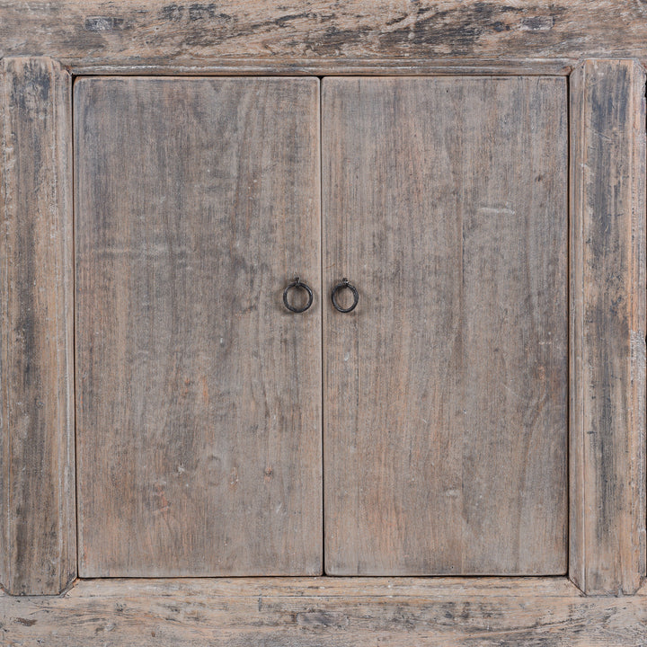Doors Detail From Six Door Chinese Style Sideboard Made From Reclaimed Elm And Cypress With Rustic Farmhouse Finish