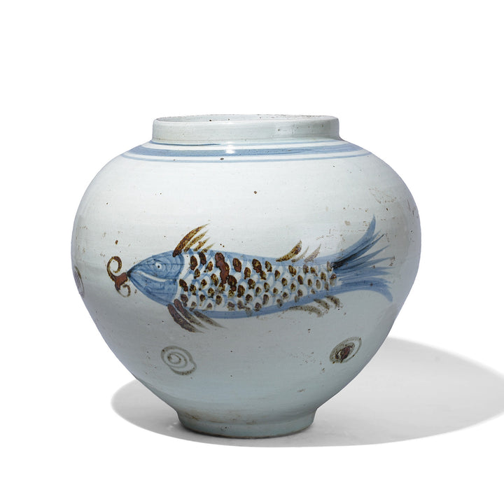 Blue And White Porcelain Fish Jar In Provincial Ming Style