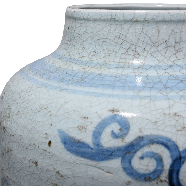 Glaze Detail From Provincial Chinese Blue & White Porcelain Vase | Indigo Antiques