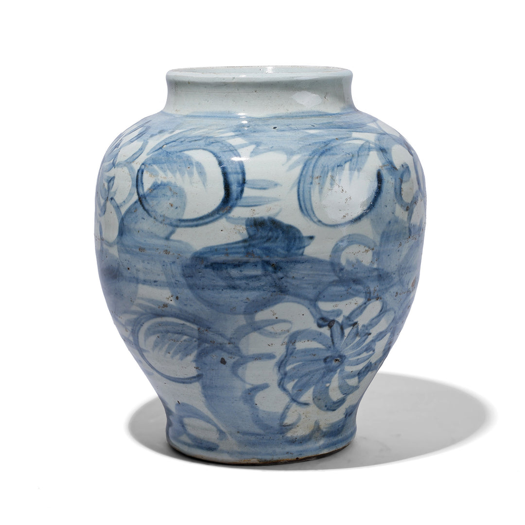 Late Ming Style Blue And White Porcelain Vase With Hand Painted Decoration And Classic Meiping Form