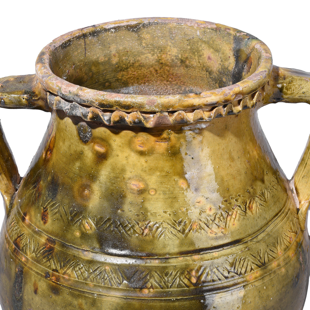 Rim Detail From Sancai Yellow Glazed Terracotta Vase From Yunnan | Indigo Antiques