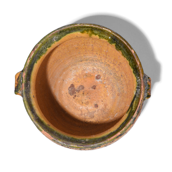 Interior Of Terracotta Rustic Sancai Glazed Terracotta Vessel From Yunnan Province With Twin Loop Handles And Naturally Aged Surface Patina | Indigo Antiques 