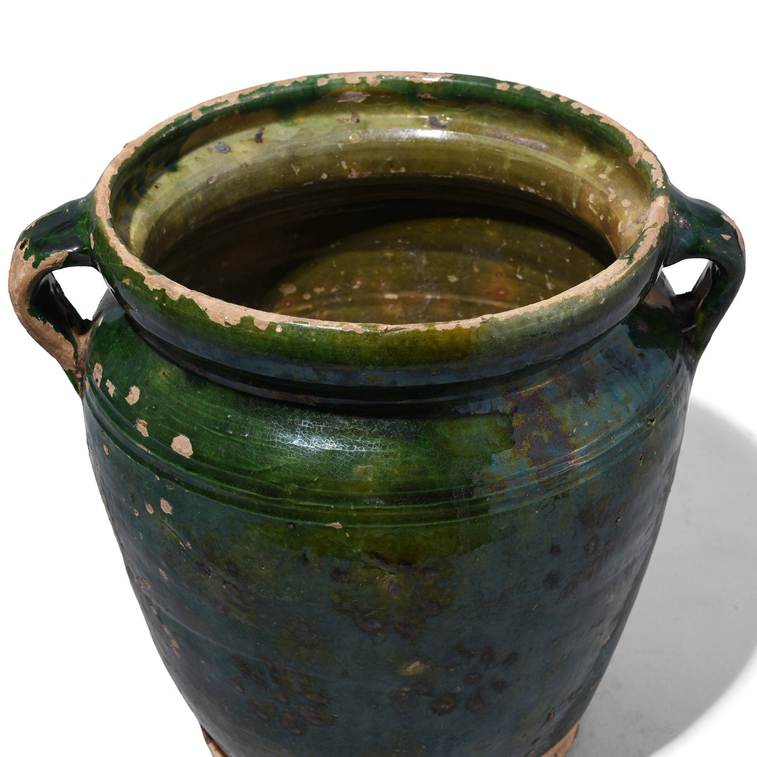 Rim Detail From Green Sancai Glazed Terracotta Vases From Yunnan
