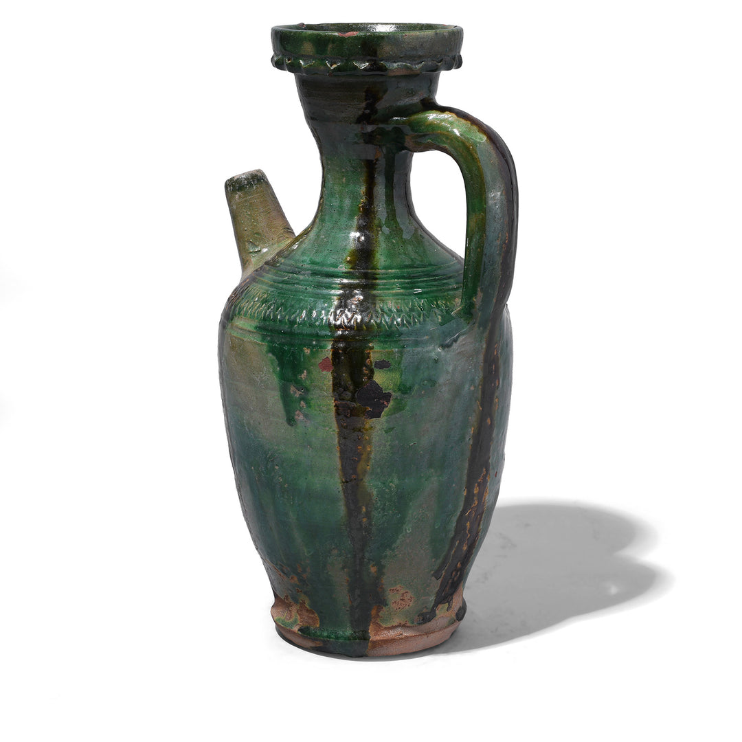 Vintage Chinese Copper Glazed Terracotta Spouted Vase | Indigo Antiques