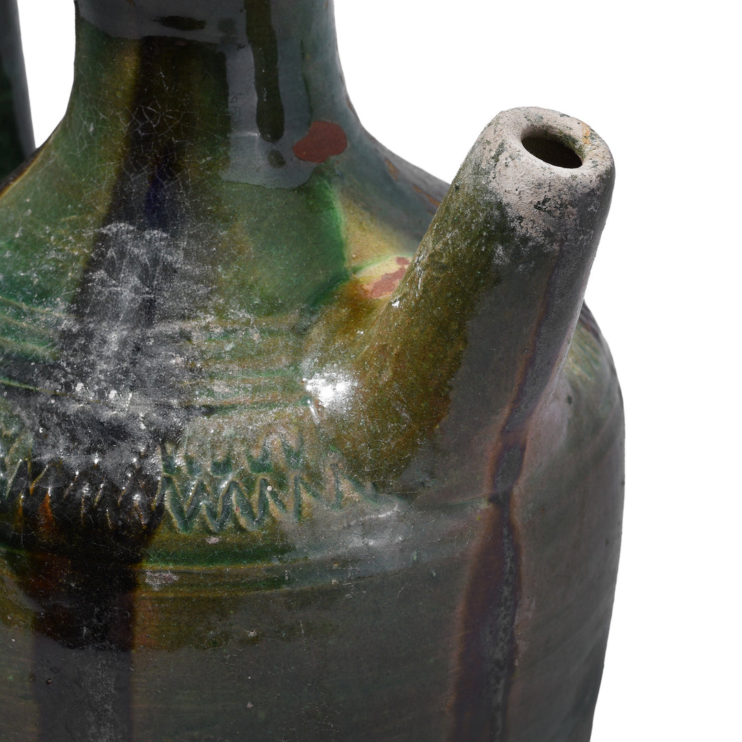 Spout Detail From Vintage Chinese Copper Glazed Terracotta Spouted Vase | Indigo Antiques