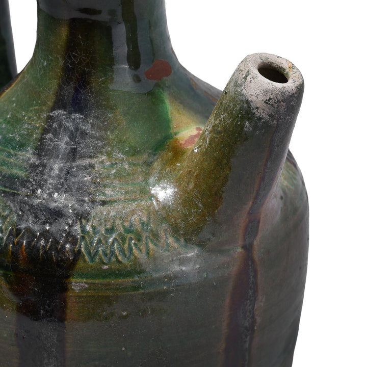 Spout Detail From Vintage Chinese Copper Glazed Terracotta Spouted Vase | Indigo Antiques