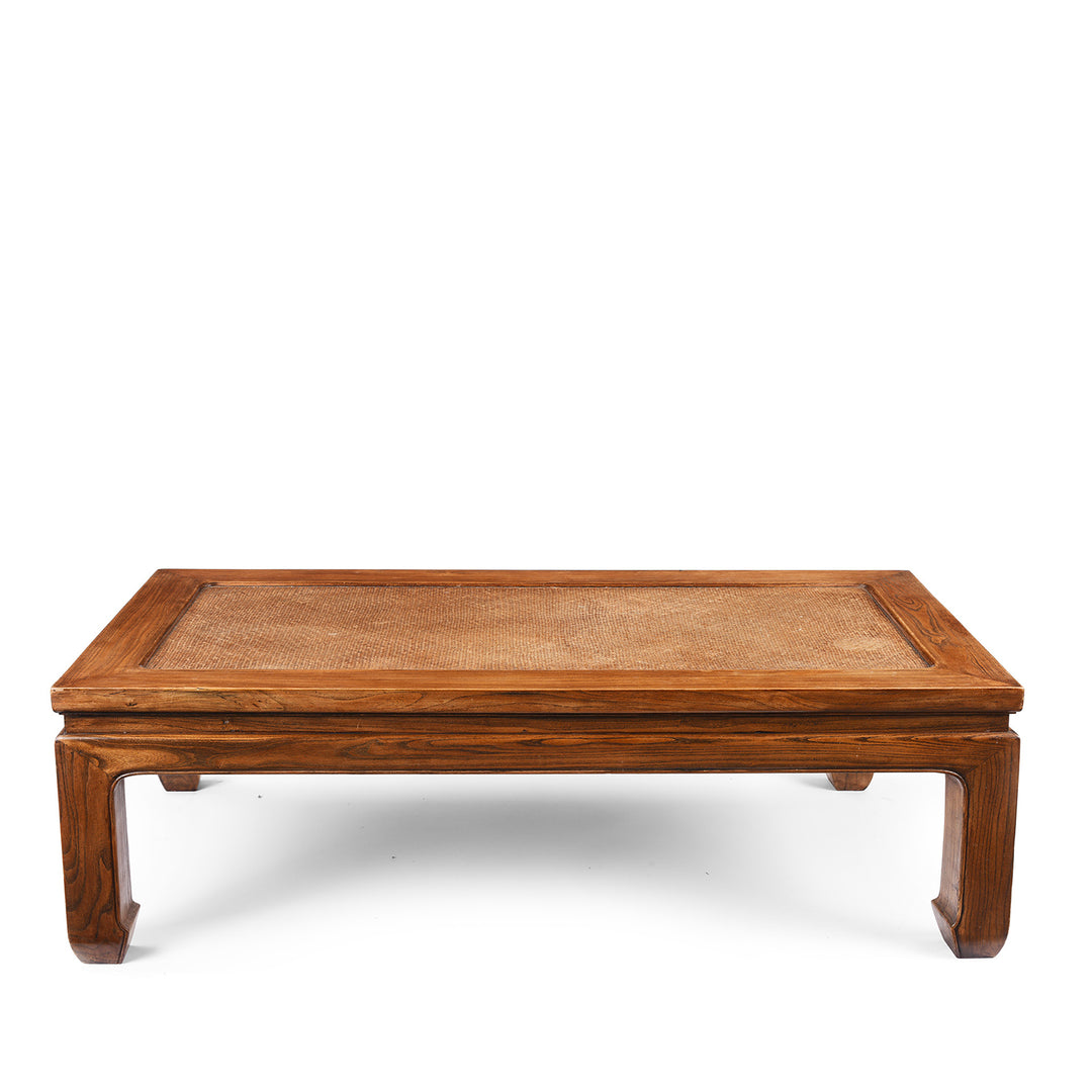 Other Side Of Reproduction Cane Top Coffee Table Made From Old Elm | Indigo Antiques