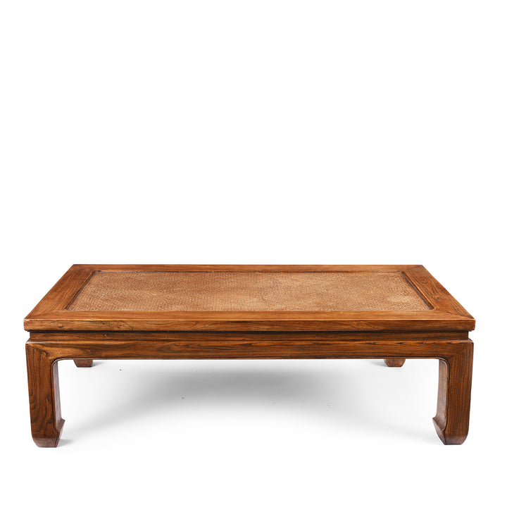 Other Side Of Reproduction Cane Top Coffee Table Made From Old Elm | Indigo Antiques