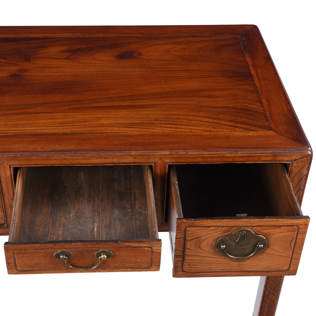 Drawer Interior Detail From Antique Red Elm 3 Drawer Desk From Shanghai  | Indigo Antiques