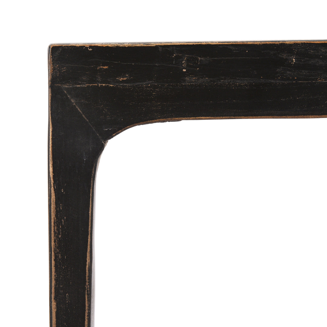 Corner Detail of an Chinese Style Black Painted Lamp Table | Indigo Antiques