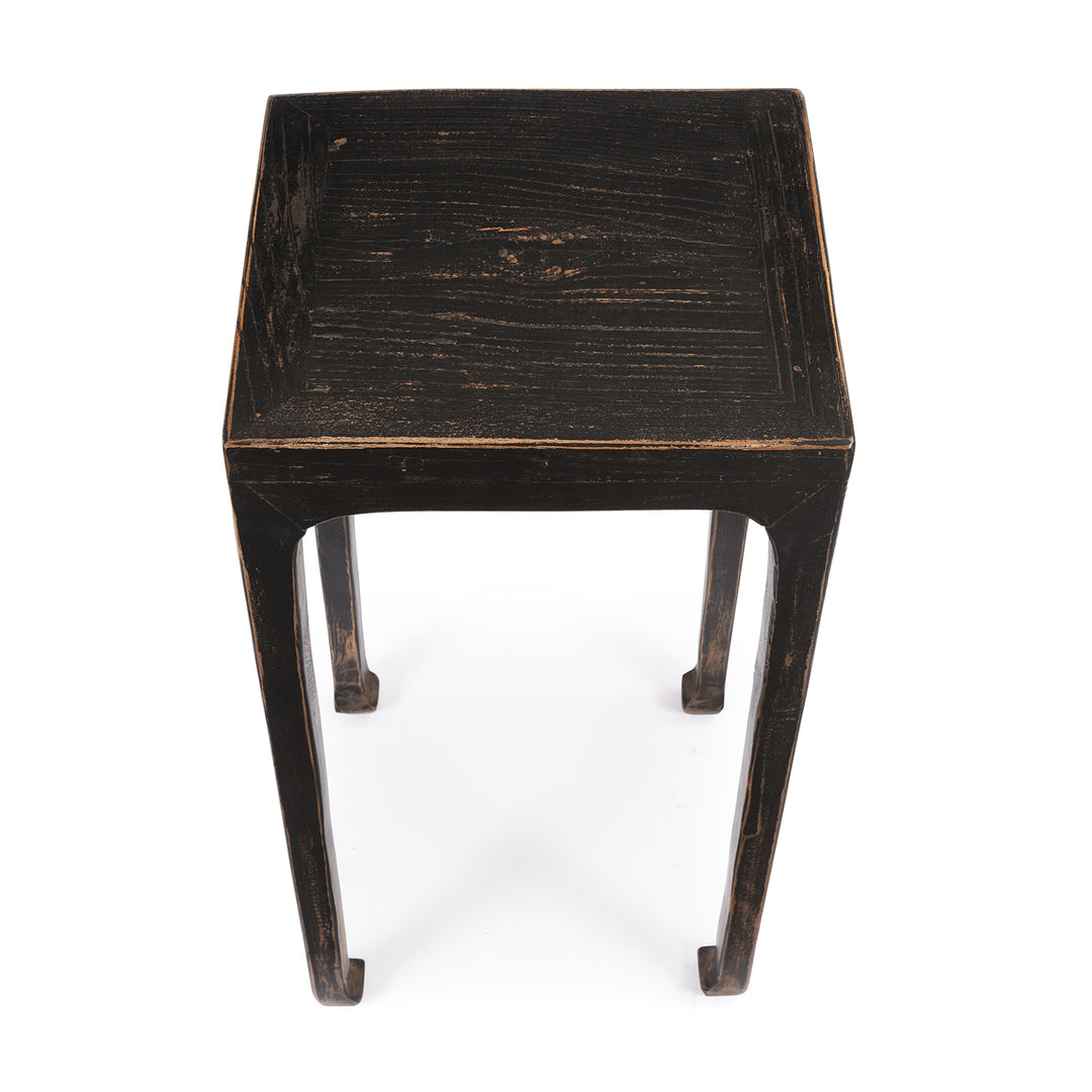 Table Top Detail of a Chinese Style Black Painted Lamp Table | Indigo Antiques