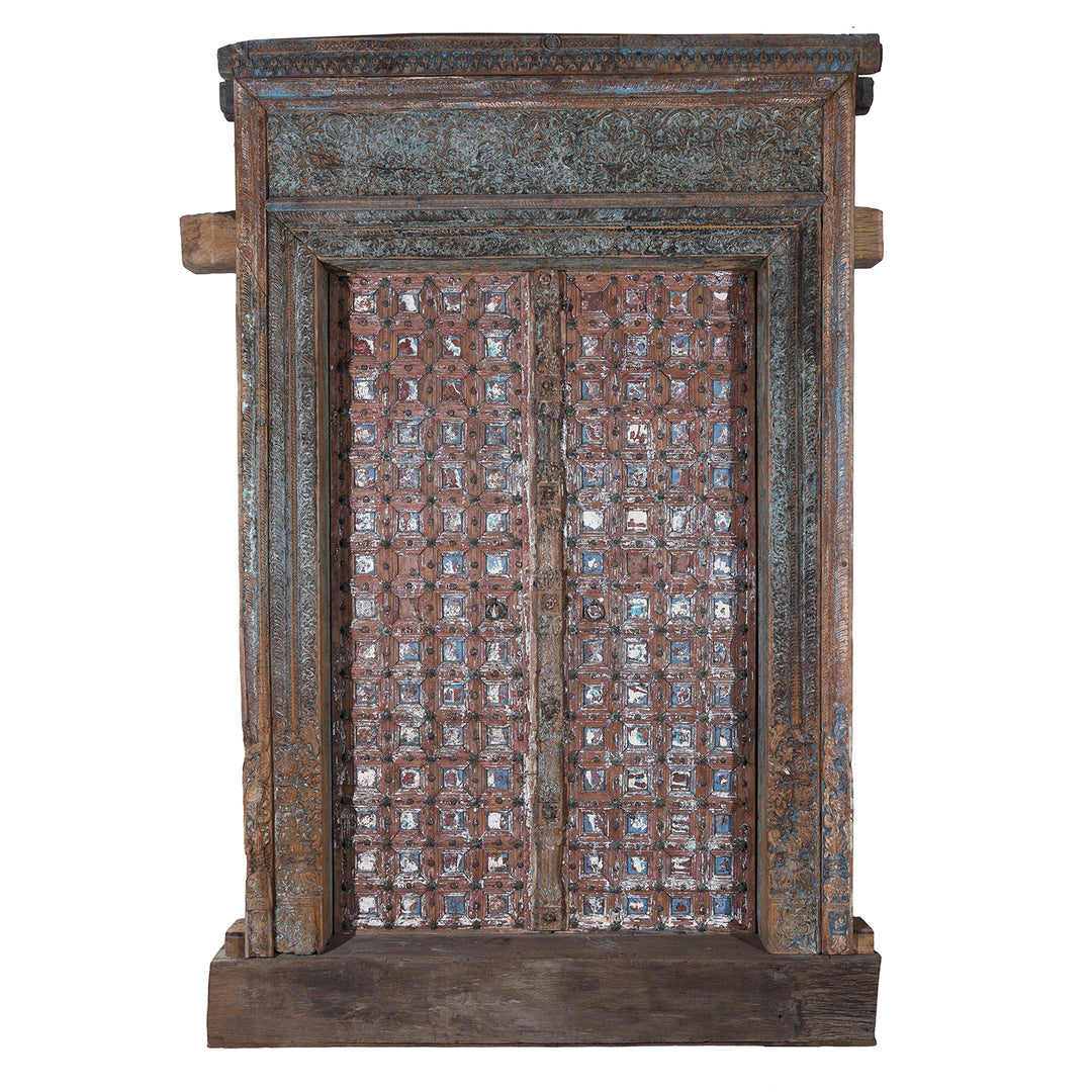 Carved 19th Century Teak Door From Punjabi Haveli